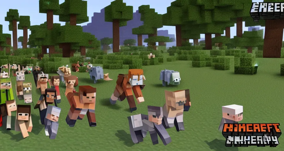 Image similar to Minecraft Manhunt vs 100 Hunters