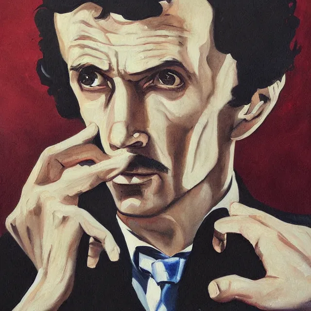 Image similar to an interesting painting of sherlock holmes, dynamic perspective, modern style