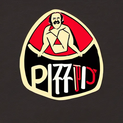 Image similar to ron jeremy in the logo of a pizza parlour