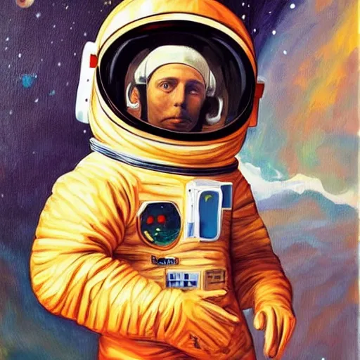 Image similar to astronaut painting in the style of davinci