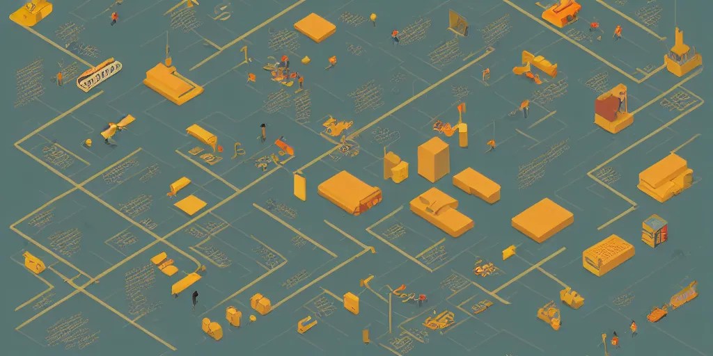 Prompt: isometric infographic by Wes Anderson