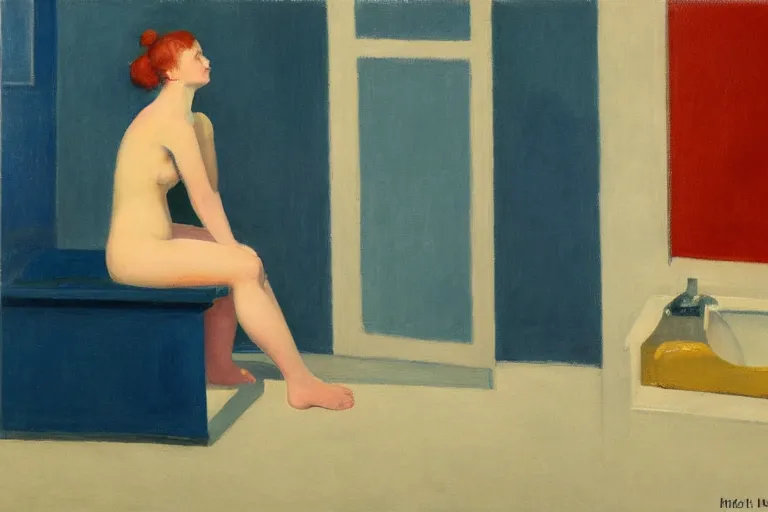 Prompt: in the Bath in the style of Edward Hopper