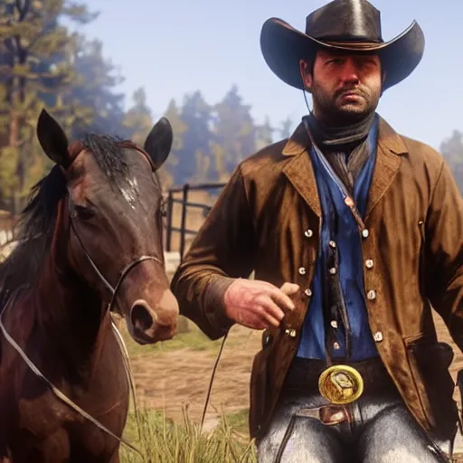 Image similar to Andrew Tate in red dead redemption 2