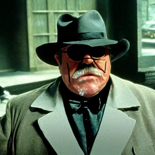 Image similar to film still of wilford brimley as the penguin in batman 1 9 9 1.