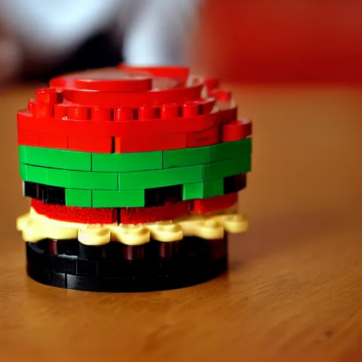 Prompt: a LEGO hamburger 35mm photograph