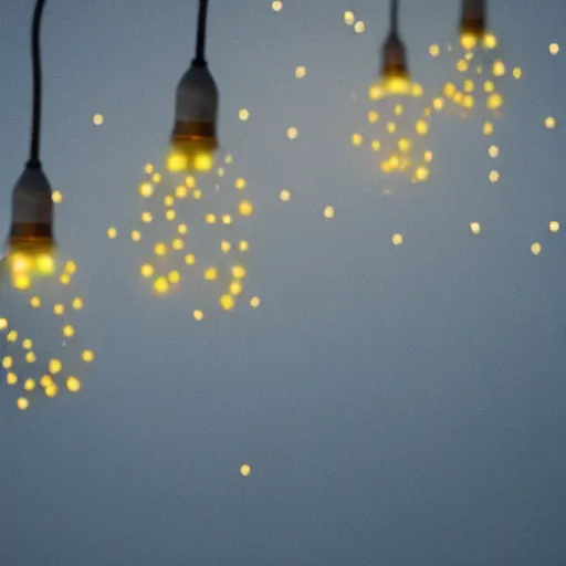 Prompt: big lightbulbs with fireflies in them