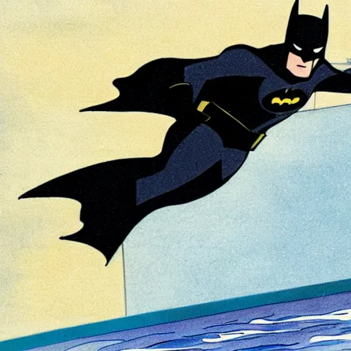 Image similar to batman diving in a pool