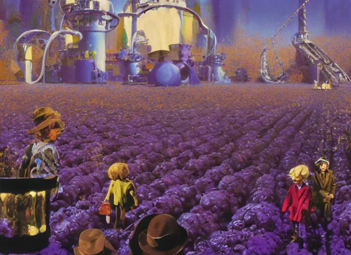 Prompt: film still of Willy Wonka's and the Chocolate Factory 1971 artwork painting made by Craig Mullins