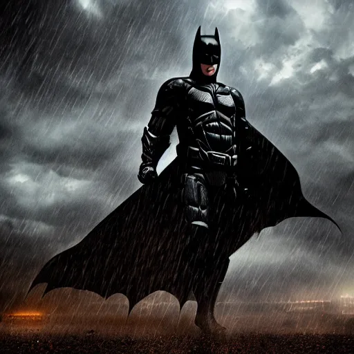 Image similar to dark knight in a thunderstorm, epic scene, cinematic, ultra photorealistic, 8k,