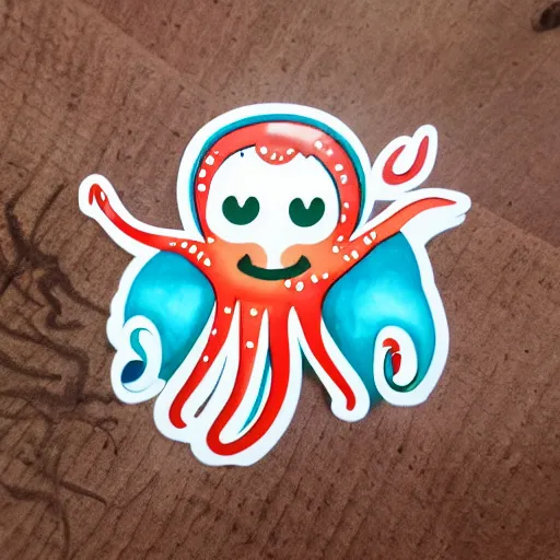 Prompt: cute octopus sticker
