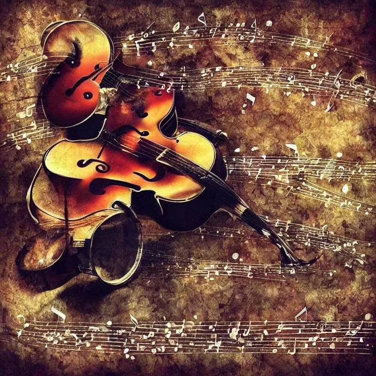 Image similar to a fantastic picture that depicts music, beautiful songs that soothe the soul, musical nature
