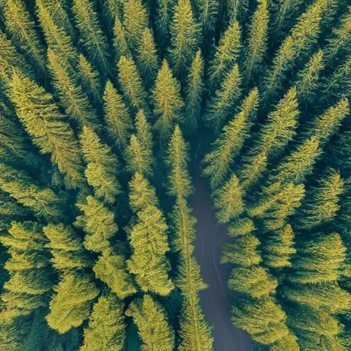 Prompt: overhead view of redwood forest, swaying trees, windy, waves, rippling trees