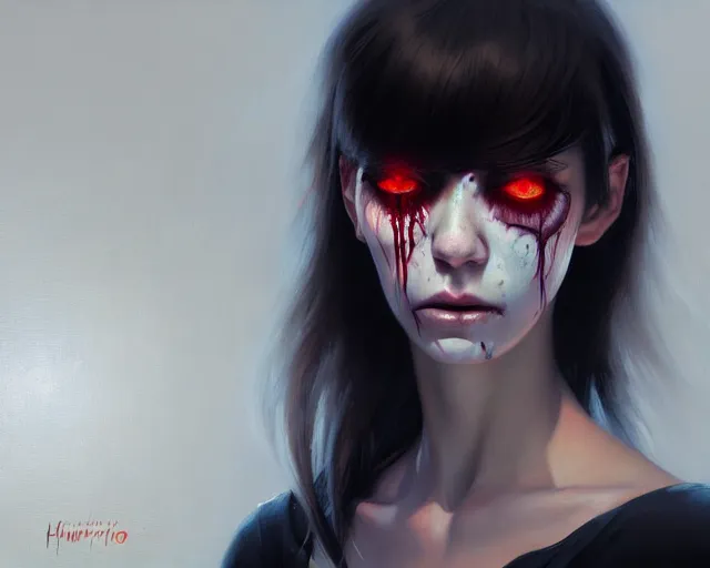 Image similar to a ultradetailed beautiful portrait panting of a pretty zombie woman in distress, oil painting, by ilya kuvshinov, greg rutkowski and makoto shinkai, trending on artstation