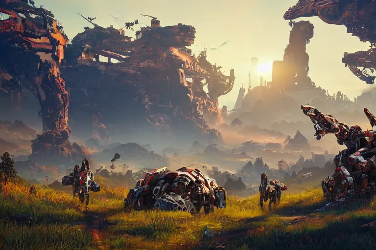 Image similar to rollerback machine mecanical creature robot of horizon forbidden west horizon zero dawn radiating a glowing aura global illumination ray tracing hdr fanart arstation by ian pesty and alena aenami artworks in 4 k