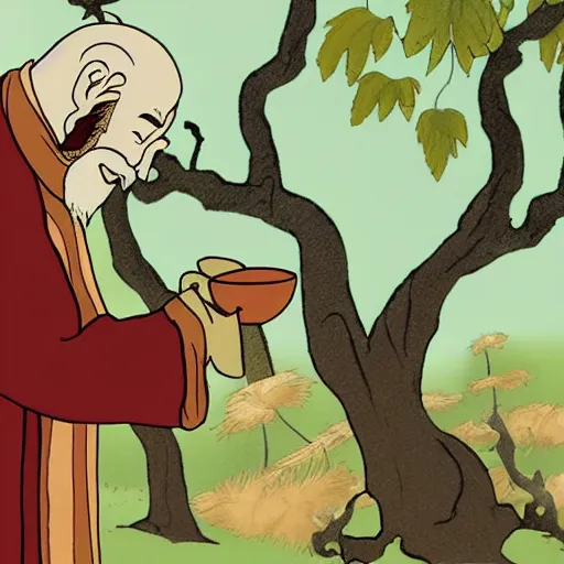 Prompt: Uncle iroh searching for tea