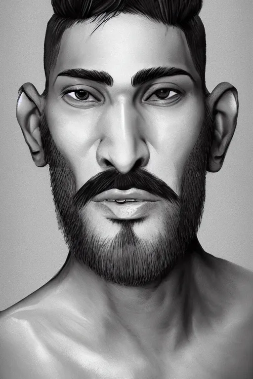 Prompt: portrait from a gay handsome masculine bearded extraterrestrial man, trending on artstation