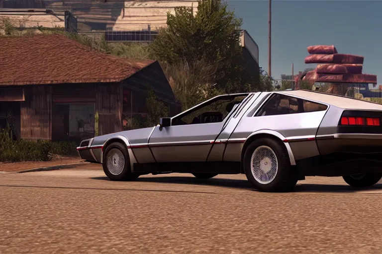 Prompt: delorean made out of meat by grand theft auto v, by red dead redemption 2, by cyberpunk 2 0 7 7