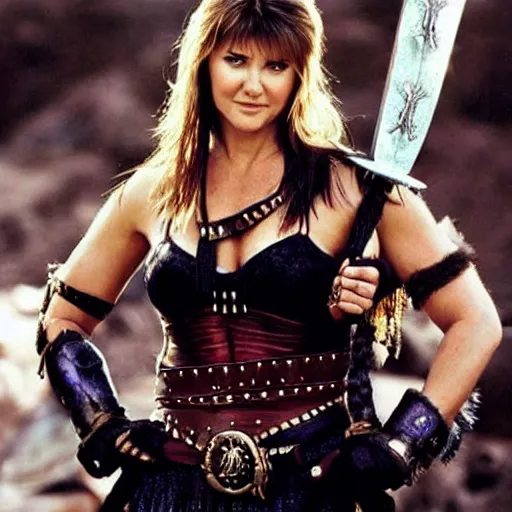 Image similar to lucy lawless as xena warrior princess, hyper realistic, fashion, photography
