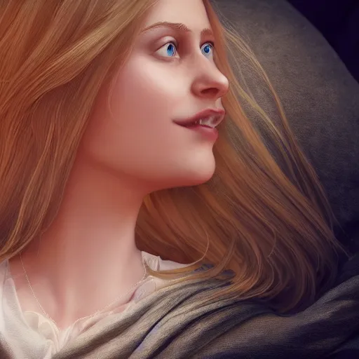 Image similar to close up of beautiful scandinavian female happy hugging xbox one s in bed, stunning eyes, long blonde hair, disney pixar weta, hi - fructose, decadent highly - detailed digital painting, golden ratio, octane render, artstation, cinematic composition, smooth, sharp focus