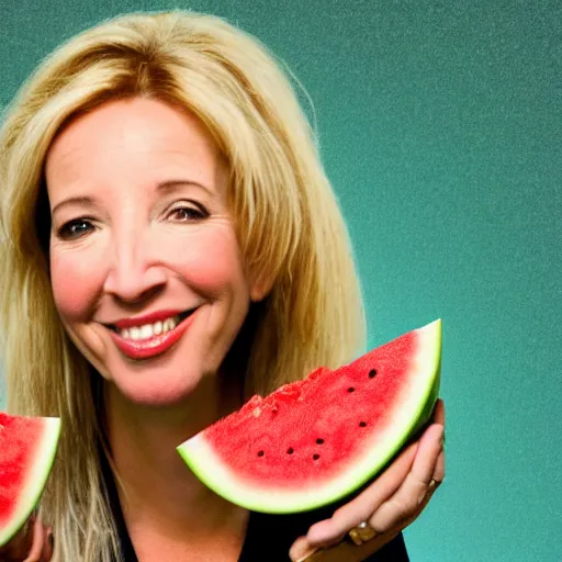 Image similar to digital portrait of Lisa Kudrow eating a watermelon