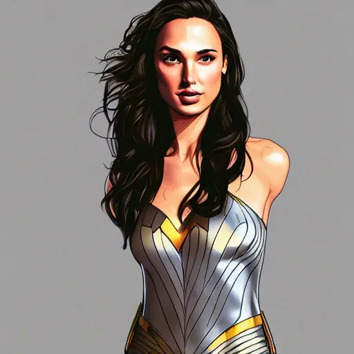 Image similar to illustration of the beauty gal gadot, done by john reuss