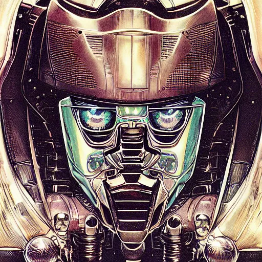 Prompt: portrait closeup of super contra robot, symmetrical, by yoichi hatakenaka, masamune shirow, josan gonzales and dan mumford, ayami kojima, takato yamamoto, barclay shaw, karol bak, yukito kishiro, moebius