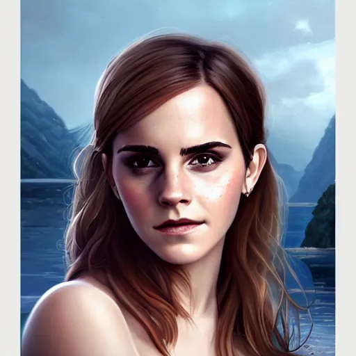 Image similar to a portrait of emma watson in a scenic environment by charlie bowater