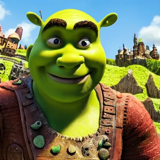 Prompt: a still of shrek in wallace and gromit, clay 4 k