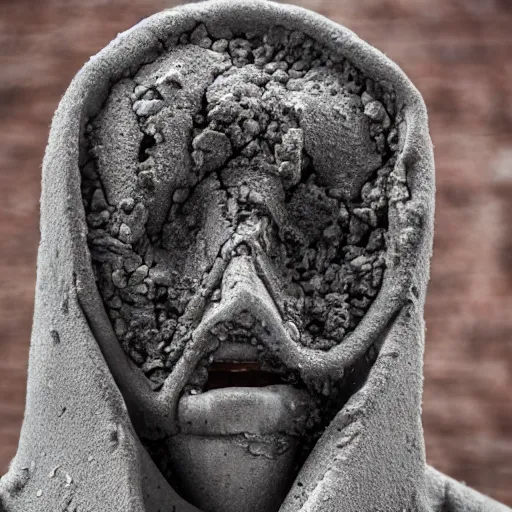 Image similar to human made from crumbling corroded concrete