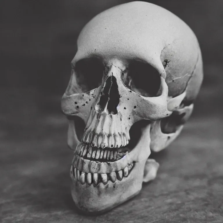 Image similar to centered rule of thirds 5 0 mm film still of a human skull