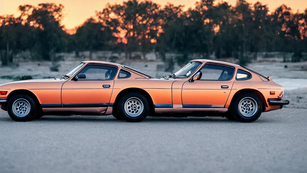 Image similar to synthwave datsun 2 4 0 z at sunset, 8 k. filling of the view