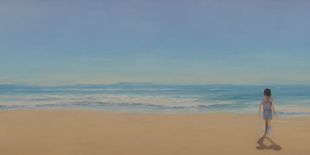 Image similar to a beach, cinematic angle, studio Ghibli, cinematic lighting, detailed oil painting, hyperrealistic, 8k