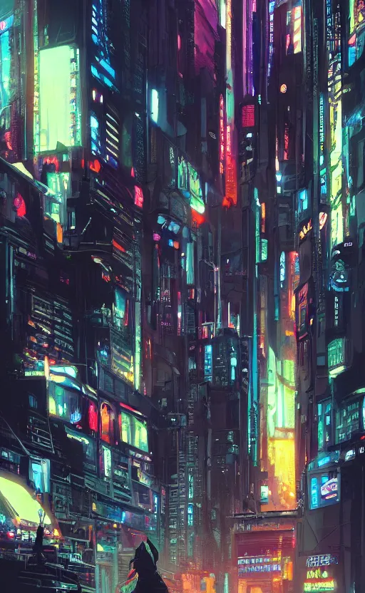 Anime Cyberpunk City Painting Diagonal Camera · Creative Fabrica