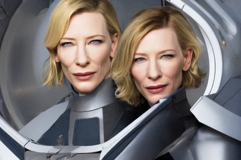 Image similar to cate blanchett on the bridge of a starship,anume style