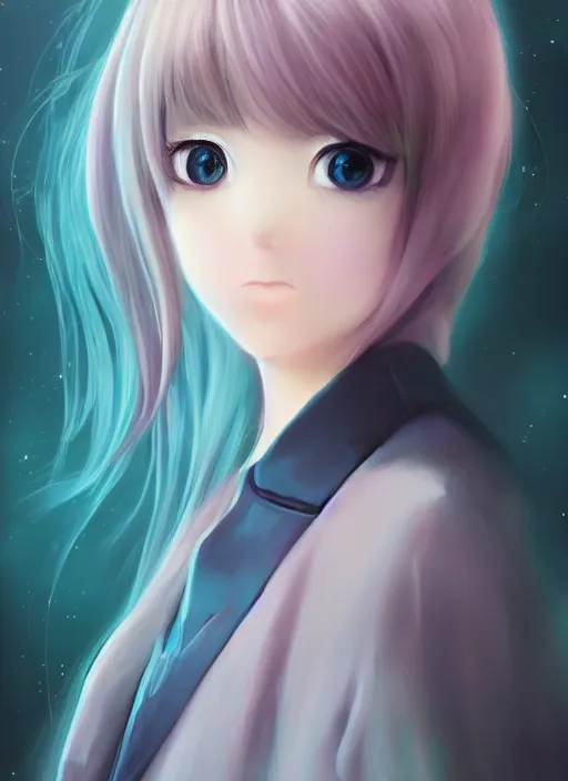 Prompt: brilliant, elegant, pastel texture, matte painting hyperpop portrait with wide dreamy anime eyes trending on pixiv