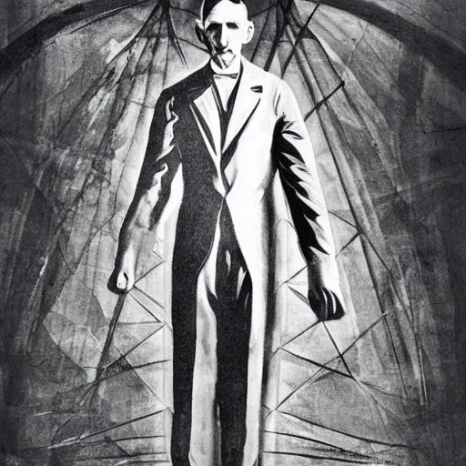 Image similar to Nikola Tesla artwork