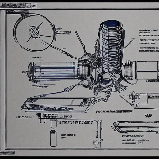 Image similar to blueprint of a time machine, detailed