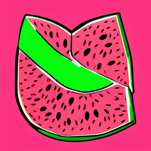 Image similar to Digital cartoon drawing of a kawaii Watermelon Slice, High quality, cel shading, thick line-art