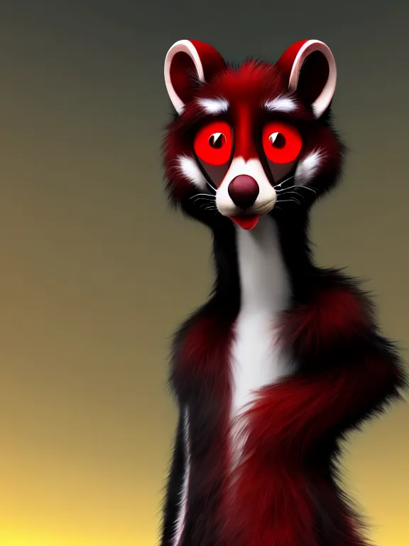 Image similar to furry - male - red - black - weasel - geistcaller - fursona uhd ue 5 visual novel pc game expressions, photorealistic