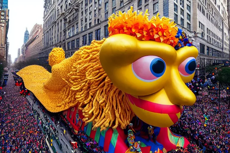 Prompt: photo of giant beautiful elaborate parade float character designed by ( ( ( ( ( ( ( ( picasso ) ) ) ) ) ) ) ) and wes anderson!!!!!!!!!!!!!!, in the macys parade, detailed 4 k photo,