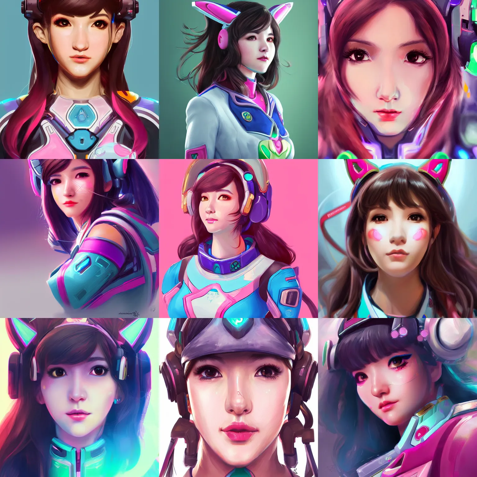 Prompt: detailed beautiful portrait of D.va, ilustration, trending on artstation