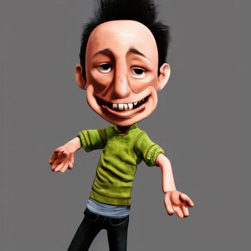 Prompt: kibooki style, Mick Jones, The Clash, Puppet cartoon, photo realistic, playing, Unreal Engine, Hdri