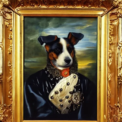 Prompt: an oil painting of dog general in the style of Rubens