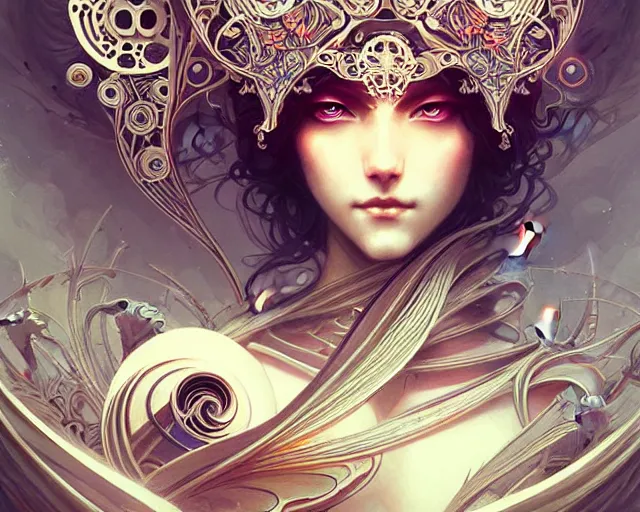 Image similar to Beautiful mechanical eyes, art nouveau, fantasy, intricate flower designs, elegant, highly detailed, sharp focus, art by Artgerm and Greg Rutkowski and WLOP