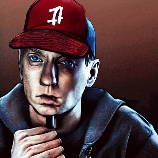 Image similar to eminem looses himself cover art 4 k uhd artstation trending