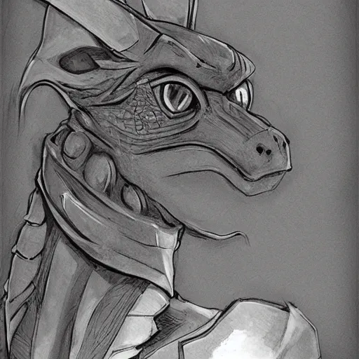 Prompt: anthropomorphic silver lizardman, headshot profile picture, cute ears, large eyes, male, commission on furaffinity, sketch drawing