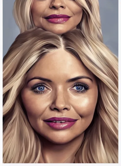 Image similar to holly Willoughby with the physique of a body builder, symmetrical facial features, hyper realistic, ultra detailed, cinematic, dynamic lighting, photorealistic, refined, intricate, digital art, digital painting, masterpiece, 8k