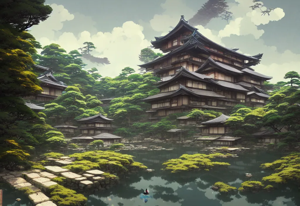 Prompt: rural tokio, built on rocks, japanese architecture, anime art render, digital painting, by studio ghibli, greg rutkowski, wlop, artstation, stilllife very coherent, highly detailed, digital art, wallpaper