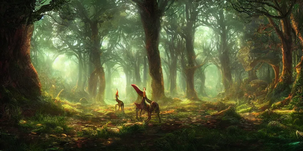 Elven Fantasy Forest - XayaM - Digital Art, Landscapes & Nature