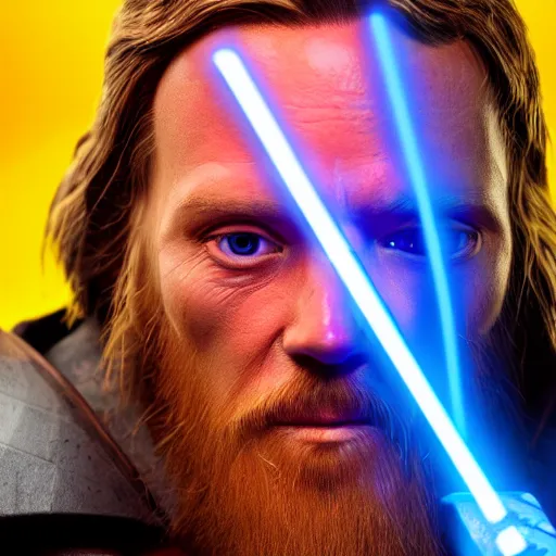 Prompt: a close - up vibrant studio photographic portrait of obi - wan about to face darth vader, detailed picture, sigma 8 5 mm f / 1. 4, award - winning portrait, high quality, 4 k photoshopped image, digital art, trending on artstation